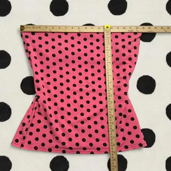 Pink polka dot tube top Y2K 2000s Full Length material cotton Womens size xl - Picture 4 of 4